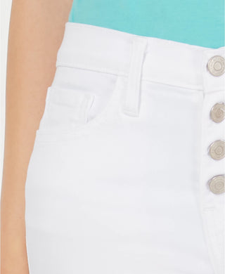 Flying Monkey Women's Button-Fly Raw-Hem Straight-Leg Jeans White Size 30