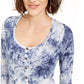Self Esteem Junior's Long Sleeve Tie Dye Top Blue Size X-Large