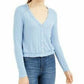 Self Esteem Juniors' V-Neck Pointelle Top Blue Size Small