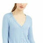 Self Esteem Juniors' V-Neck Pointelle Top Blue Size Small
