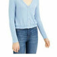 Self Esteem Juniors' V-Neck Pointelle Top Blue Size Small