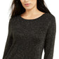Alfani Women's Metallic Swing Sweater  Black Size Petite Medium