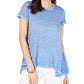 Style & Co Women's Handkerchief-Hem T-Shirt Bright Blue Size Large