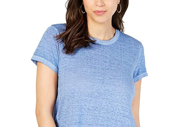 Style & Co Women's Handkerchief-Hem T-Shirt Bright Blue Size Large