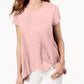 Style & Co Women's Handkerchief Hem T-Shirt Pink Size X-Small