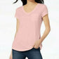 Maison Jules Women's V-Neck Patch-Pocket T-Shirt Pink Size Small