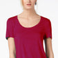 Maison Jules Women's Scoop-Neck T-Shirt  Red Size Extra Small