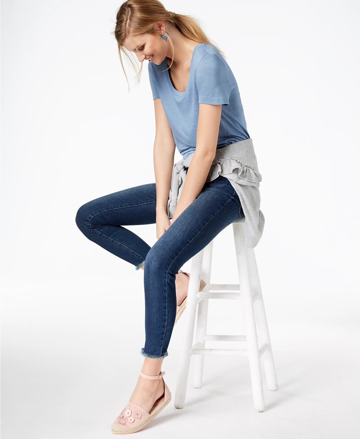 Maison Jules Women's Scoop-Neck T-Shirt Dark Blue Size XX Large