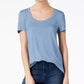 Maison Jules Women's Scoop-Neck T-Shirt Dark Blue Size XX Large