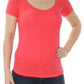 Maison Jules Women's Scoop-Neck T-Shirt Orange Size Medium