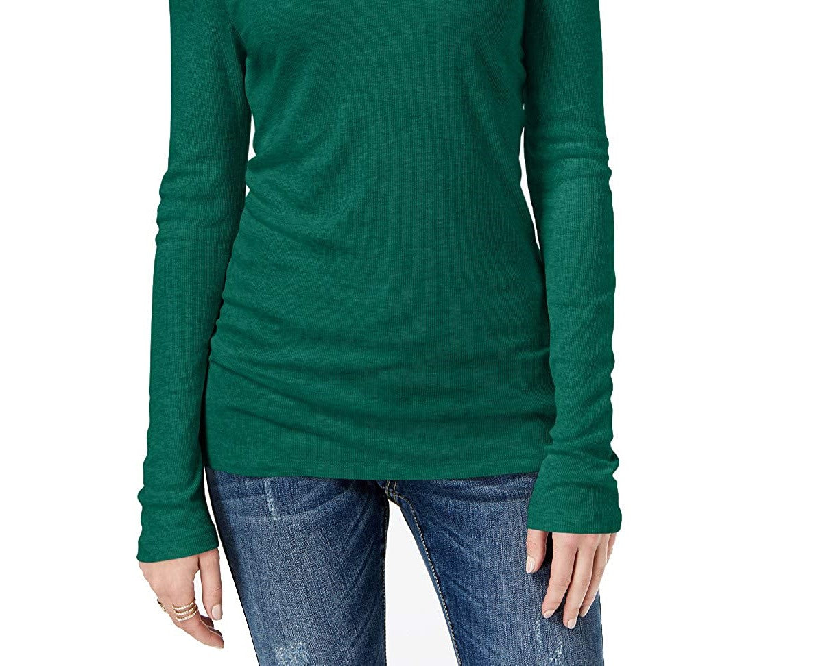 INC International Concepts Women's Ribbed-Knit Turtleneck  Green Size Small