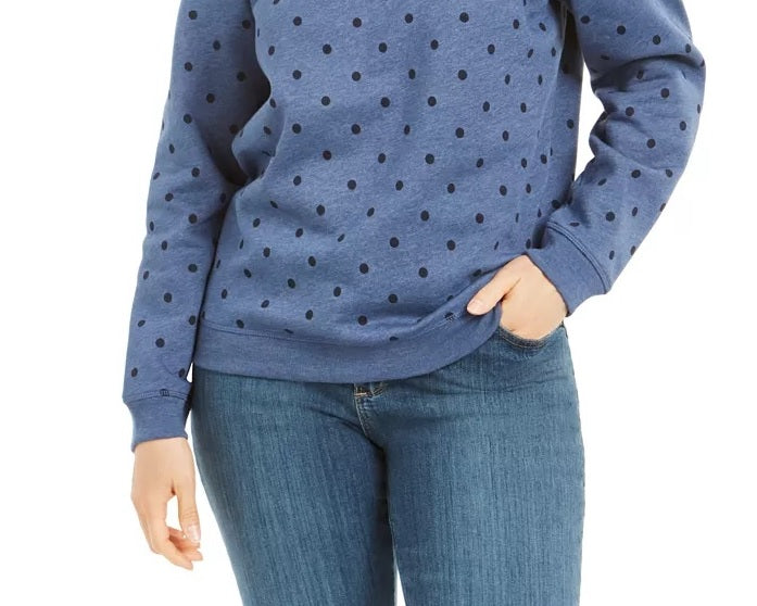 Karen Scott Women's Sport Dot Print Sweatshirt Blue Size Small