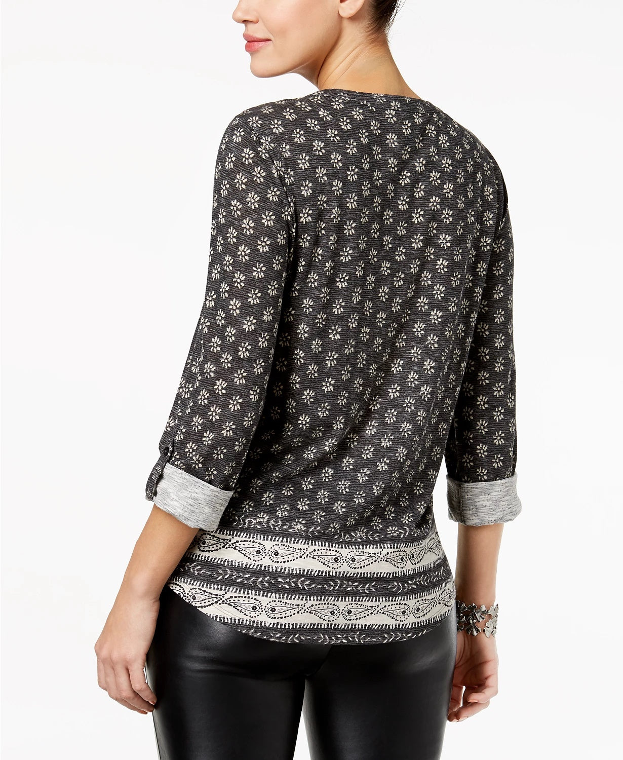 Style & Co Women's Paisley-Print Utility Top Black Size Extra Small