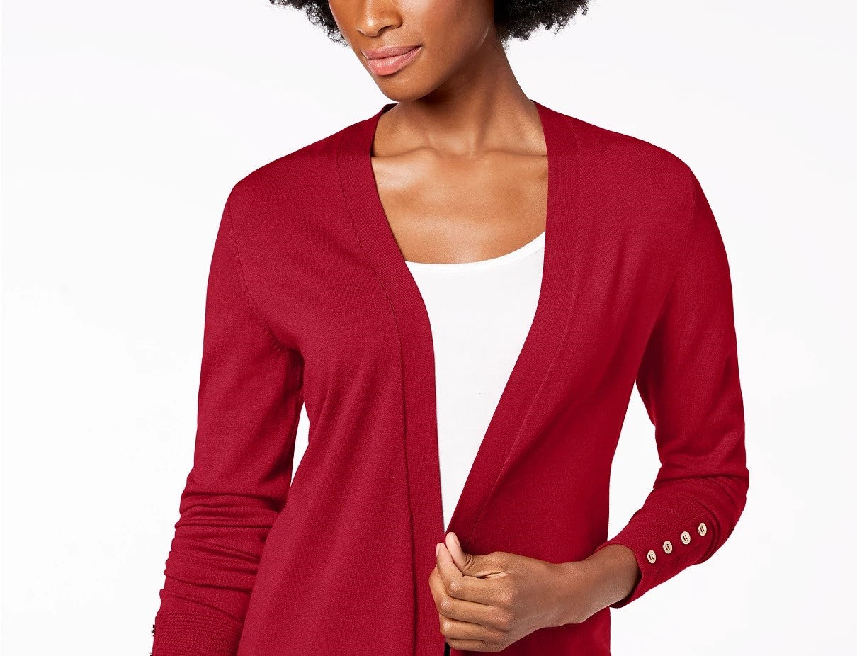 Charter Club Women's Open Front Cardigan Wine Size Medium