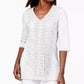 JM Collection  Women's Embellished Lace Contrast Top White Size X-Small