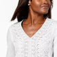 JM Collection  Women's Embellished Lace Contrast Top White Size X-Small