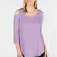 JM Collection Women's Cold Shoulder Top Purple Size Medium