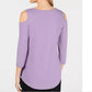 JM Collection Women's Cold Shoulder Top Purple Size Medium