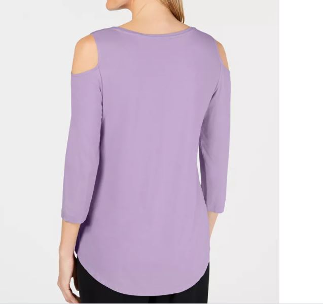 JM Collection Women's Cold Shoulder Top Purple Size Medium