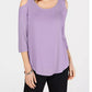 JM Collection Women's Cold Shoulder Top Purple Size Medium
