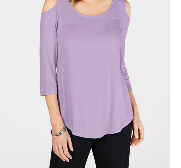 JM Collection Women's Cold Shoulder Top Purple Size Medium