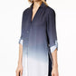 INC International Concepts Women's Dip Dyed Button Front Tunic Navy Size Small