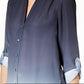 INC International Concepts Women's Dip Dyed Button Front Tunic Navy Size Small