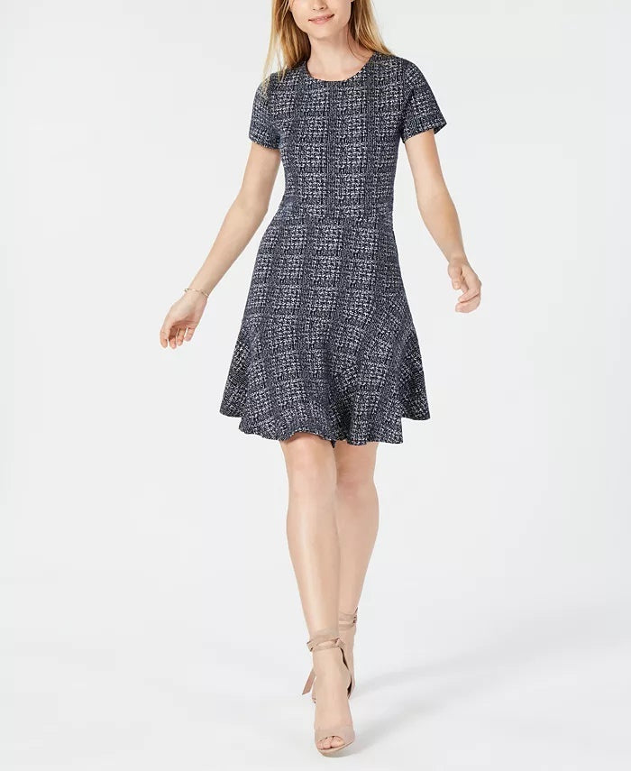 Maison Jules Women's Plaid Fit & Flare Dress Black Size X-Small