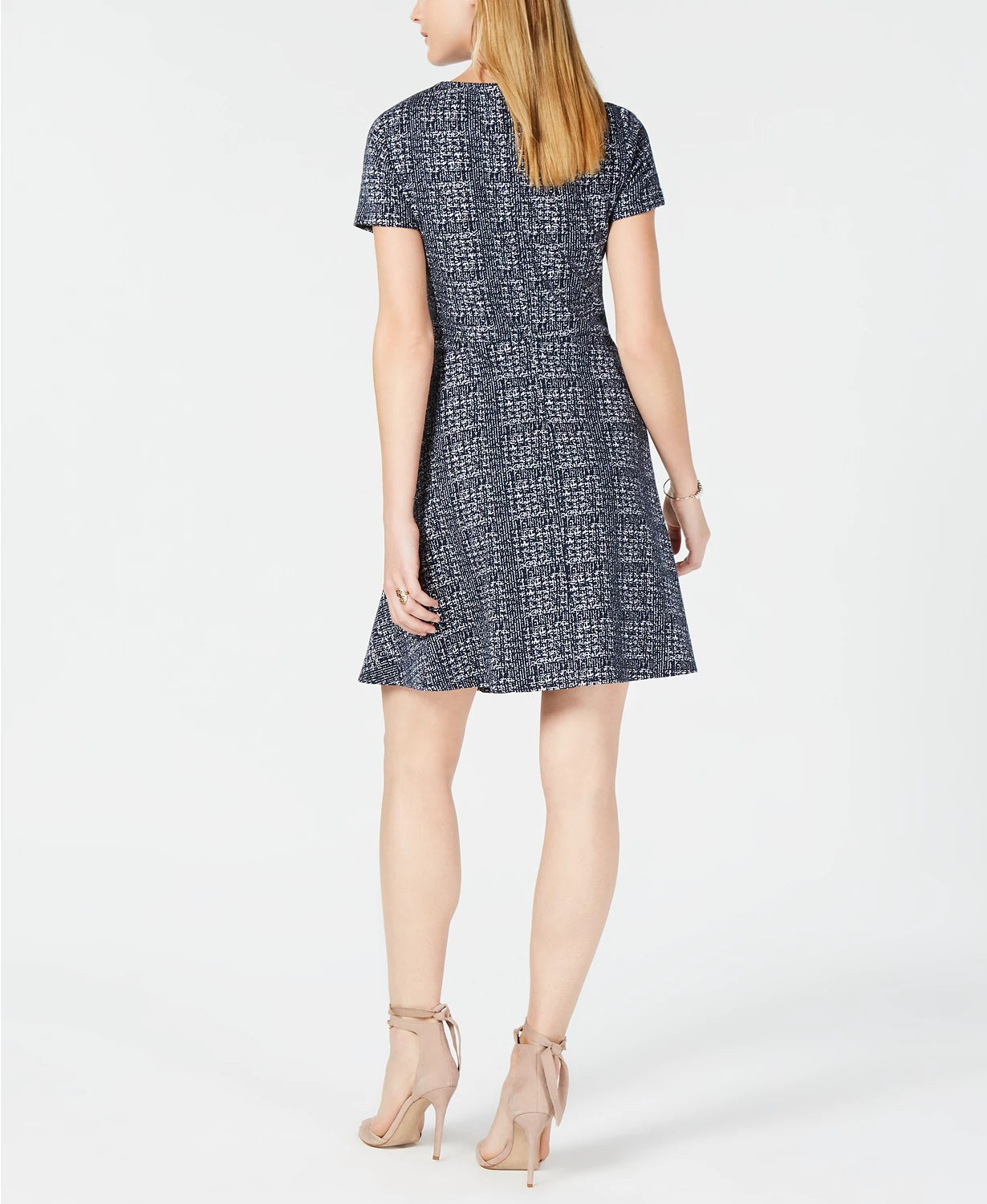 Maison Jules Women's Plaid Fit & Flare Dress Black Size X-Small