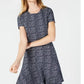 Maison Jules Women's Plaid Fit & Flare Dress Black Size X-Small