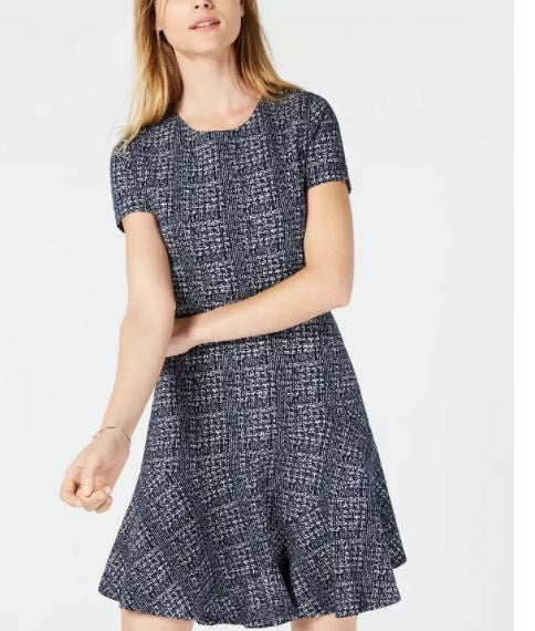 Maison Jules Women's Plaid Fit & Flare Dress Black Size X-Small