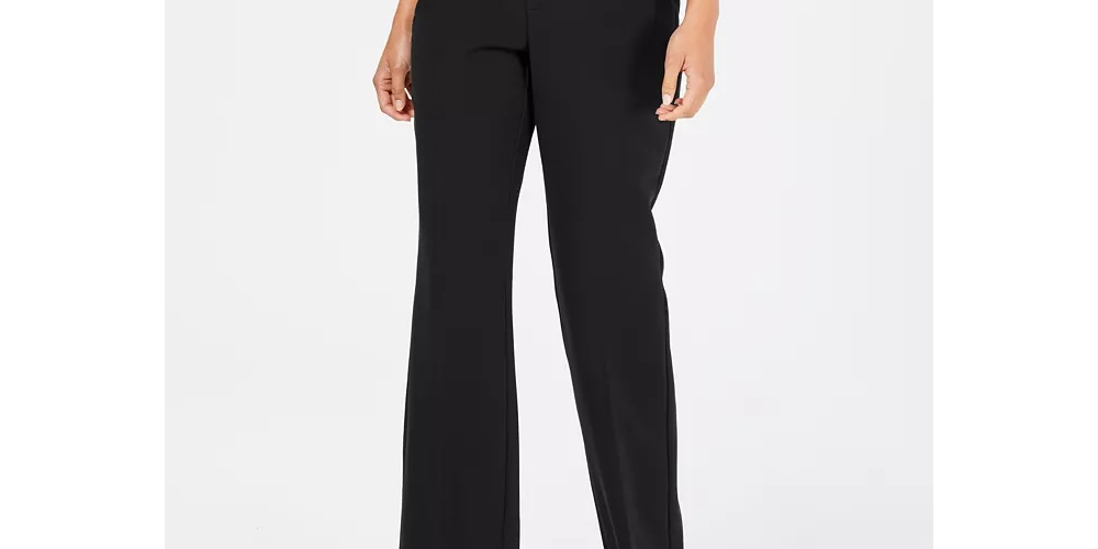 Charter Club Women's Belted Tummy-Control Trousers Black Size 16