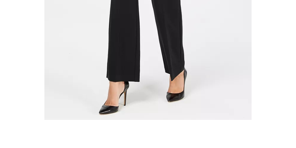 Charter Club Women's Belted Tummy-Control Trousers Black Size 16