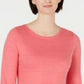 Charter Club Women's Cotton Lace-Trim Top Dark Pink Size Small