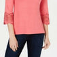 Charter Club Women's Cotton Lace-Trim Top Dark Pink Size Small