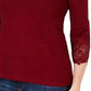 Charter Club Women's Cotton Lace-Trim Top Wine Size Medium