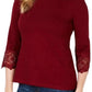 Charter Club Women's Cotton Lace-Trim Top Wine Size X-Large