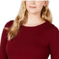 Charter Club Women's Cotton Lace-Trim Top Wine Size X-Large