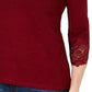 Charter Club Women's Cotton Lace-Trim Top Wine Size X-Large