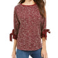 Charter Club Women's 3/4 Sleeve Bow Trim Top Wine Size X-Large