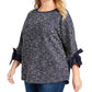 Charter Club Women's Plus Tie Sleeve Top Blue Size 1X