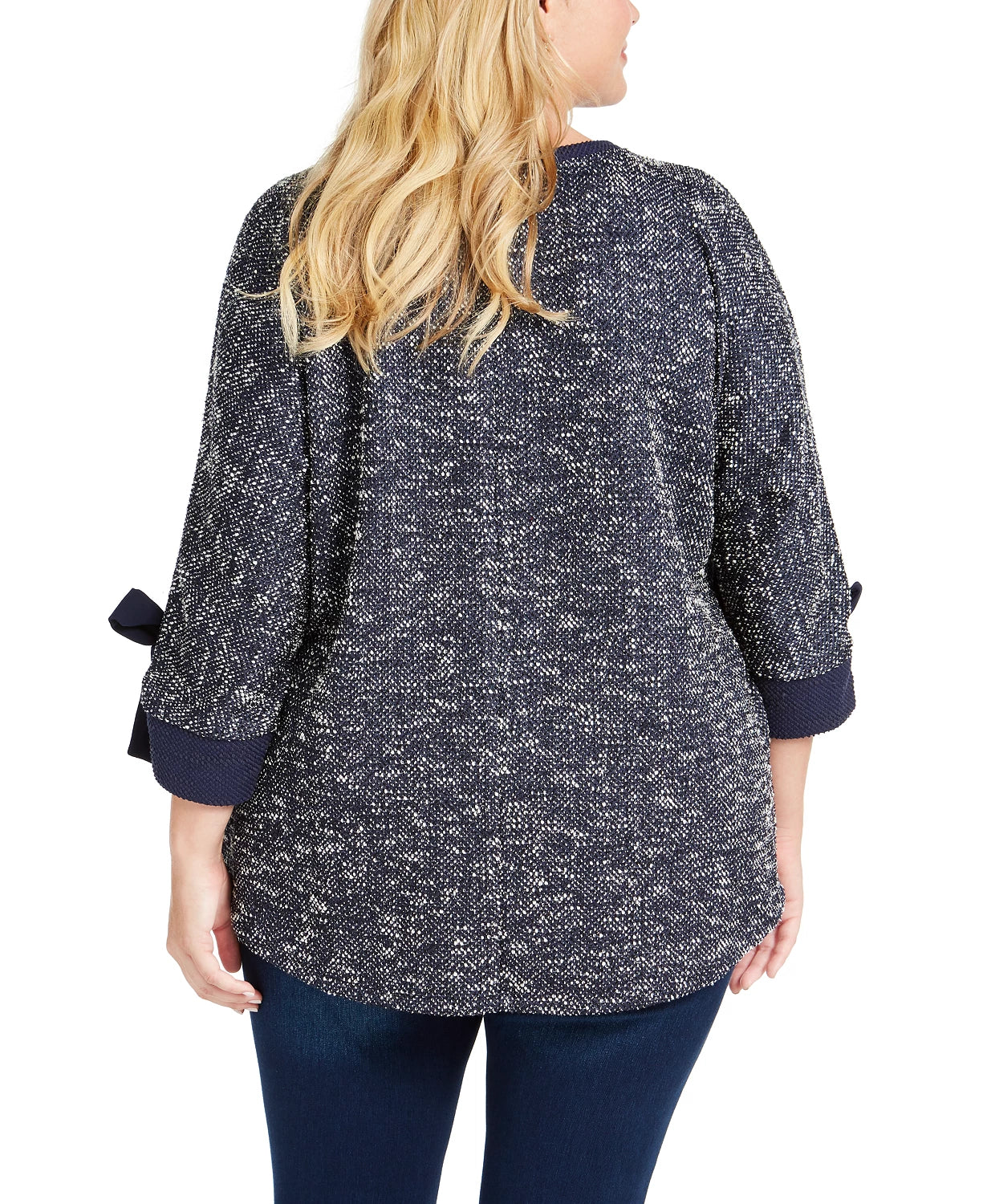 Charter Club Women's Plus Tie Sleeve Top Blue Size 1X