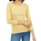 Charter Club Women's Metallic-Stripe Top Gold Size Extra Large