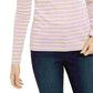 Charter Club Women's Metallic-Stripe Top Pink Size Large
