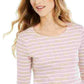 Charter Club Women's Metallic-Stripe Top Pink Size Medium