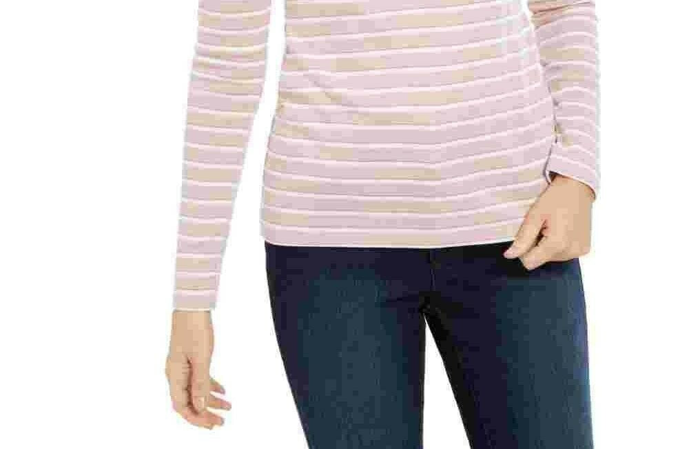 Charter Club Women's Metallic-Stripe Top Pink Size Small