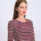 Charter Club Women's Metallic-Stripe Top Bright Red Size X-Large