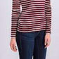 Charter Club Women's Metallic-Stripe Top Bright Red Size X-Large