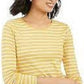 Charter Club Women's Metallic-Stripe Top Gold Size XX-Large