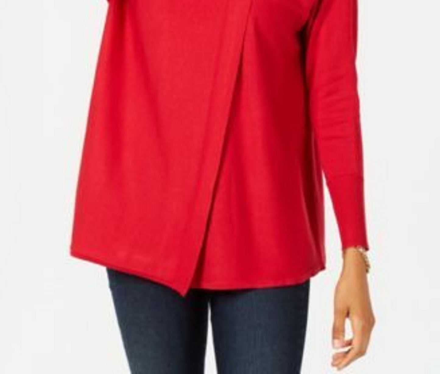 JM Women's Collection Faux-Wrap Cowl-Neck Sweater Red Size XX-Large